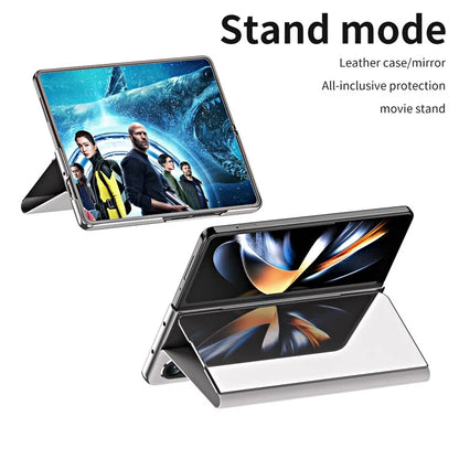 For Samsung Galaxy Z Fold6 5G Case Electroplating View Window Stand Leather Phone Cover