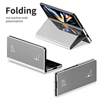 For Samsung Galaxy Z Fold6 5G Case Electroplating View Window Stand Leather Phone Cover