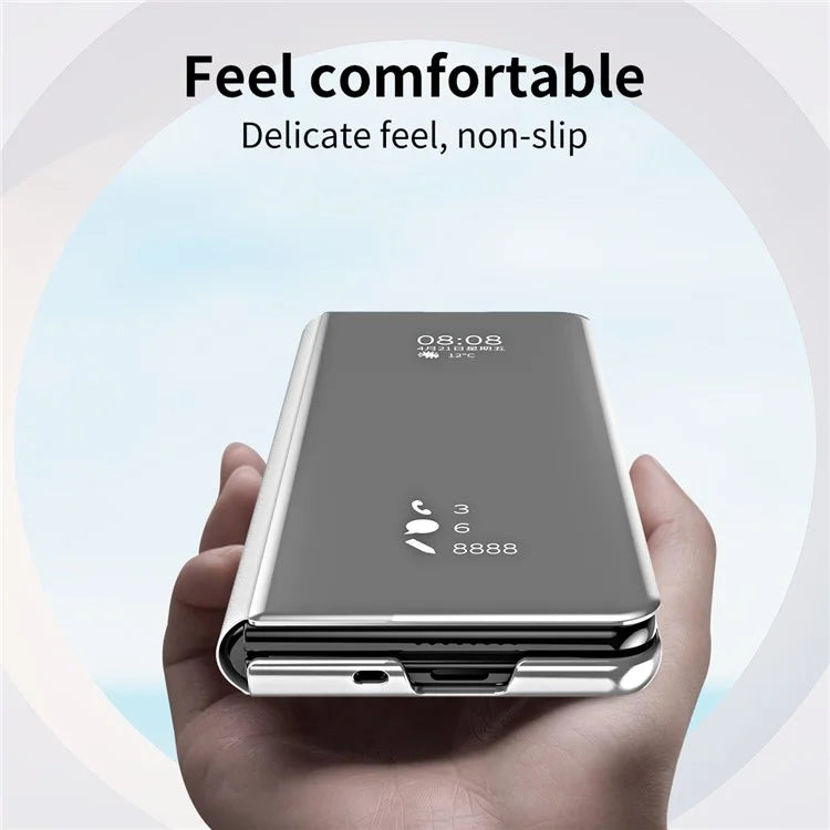 For Samsung Galaxy Z Fold6 5G Case Electroplating View Window Stand Leather Phone Cover
