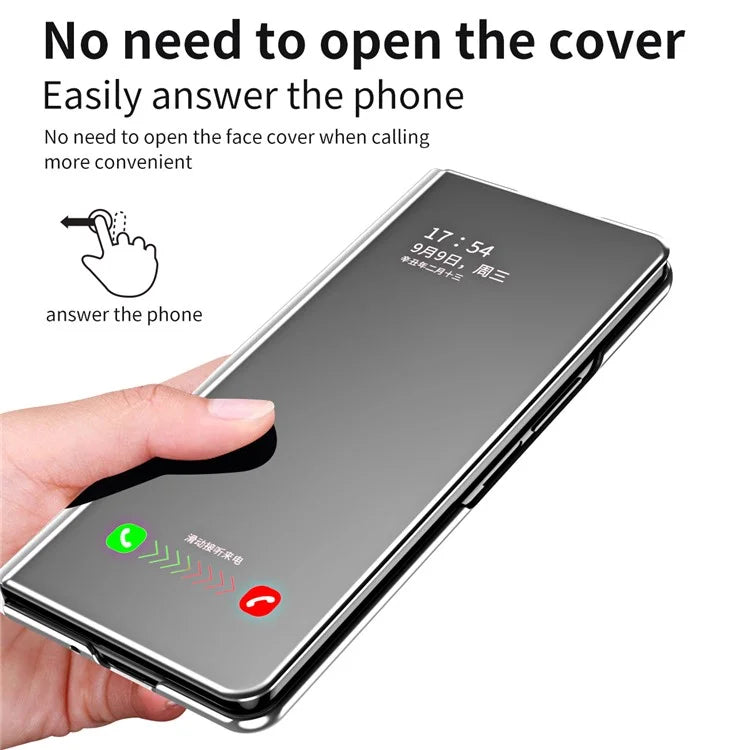 For Samsung Galaxy Z Fold6 5G Case Electroplating View Window Stand Leather Phone Cover