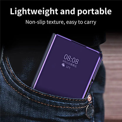 For Samsung Galaxy Z Fold6 5G Case Electroplating View Window Stand Leather Phone Cover