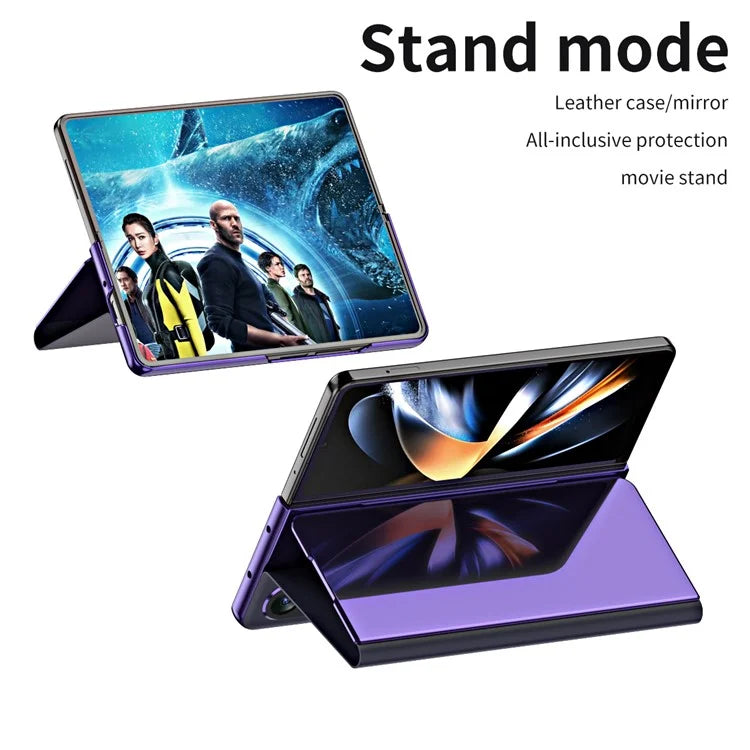 For Samsung Galaxy Z Fold6 5G Case Electroplating View Window Stand Leather Phone Cover