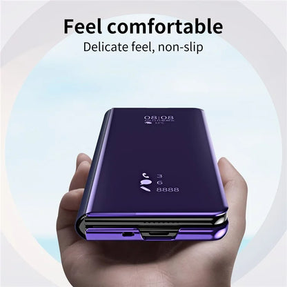For Samsung Galaxy Z Fold6 5G Case Electroplating View Window Stand Leather Phone Cover