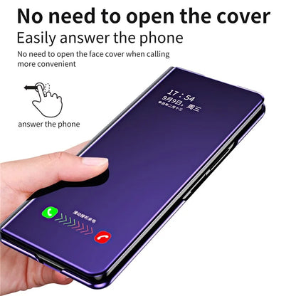 For Samsung Galaxy Z Fold6 5G Case Electroplating View Window Stand Leather Phone Cover