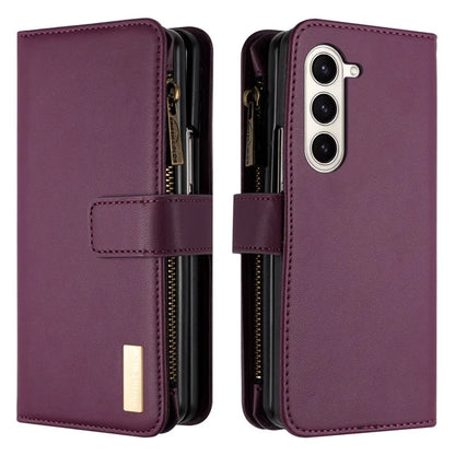 BINFEN COLOR For Samsung Galaxy Z Fold6 5G Case Zipper PU Leather Wallet Phone Cover