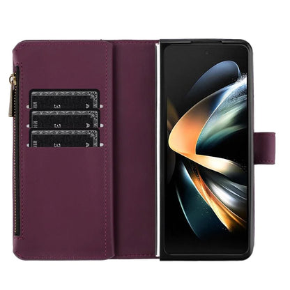BINFEN COLOR For Samsung Galaxy Z Fold6 5G Case Zipper PU Leather Wallet Phone Cover