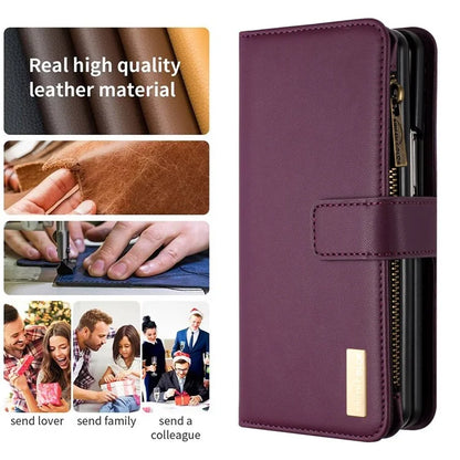 BINFEN COLOR For Samsung Galaxy Z Fold6 5G Case Zipper PU Leather Wallet Phone Cover