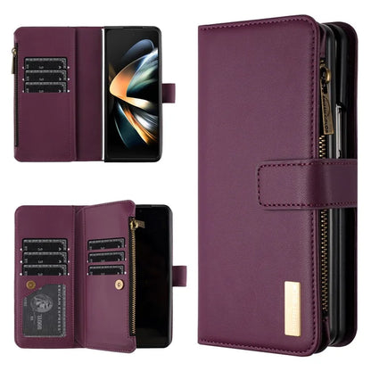 BINFEN COLOR For Samsung Galaxy Z Fold6 5G Case Zipper PU Leather Wallet Phone Cover