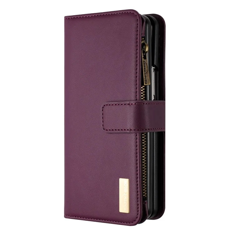 BINFEN COLOR For Samsung Galaxy Z Fold6 5G Case Zipper PU Leather Wallet Phone Cover
