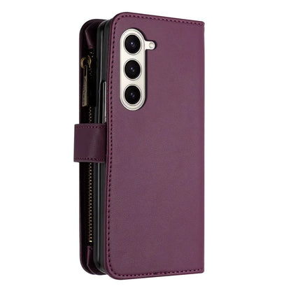 BINFEN COLOR For Samsung Galaxy Z Fold6 5G Case Zipper PU Leather Wallet Phone Cover