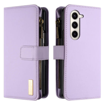 BINFEN COLOR For Samsung Galaxy Z Fold6 5G Case Zipper PU Leather Wallet Phone Cover