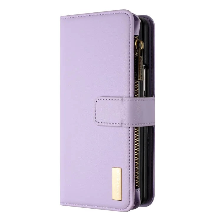 BINFEN COLOR For Samsung Galaxy Z Fold6 5G Case Zipper PU Leather Wallet Phone Cover