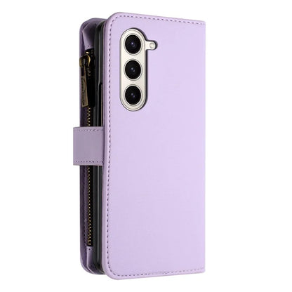 BINFEN COLOR For Samsung Galaxy Z Fold6 5G Case Zipper PU Leather Wallet Phone Cover