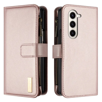 BINFEN COLOR For Samsung Galaxy Z Fold6 5G Case Zipper PU Leather Wallet Phone Cover