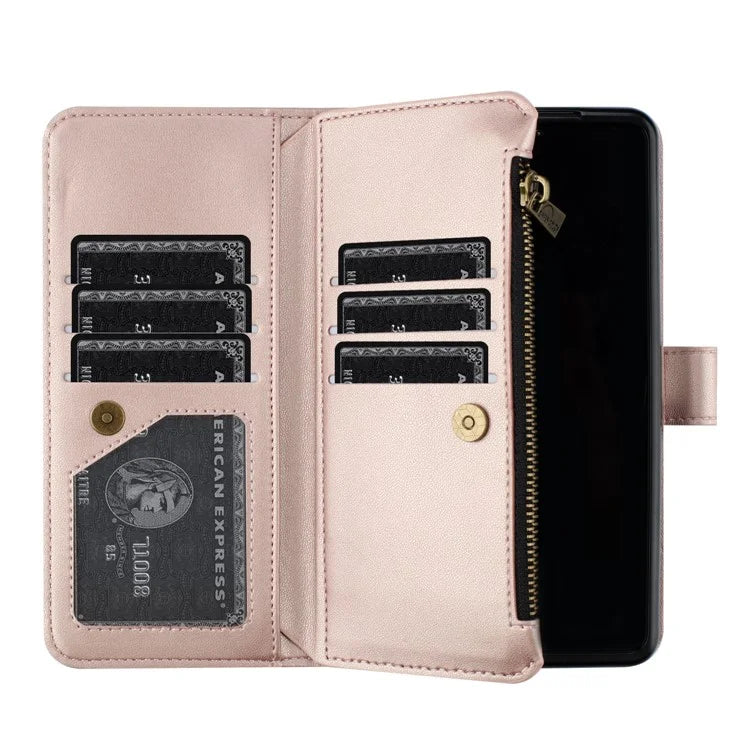 BINFEN COLOR For Samsung Galaxy Z Fold6 5G Case Zipper PU Leather Wallet Phone Cover