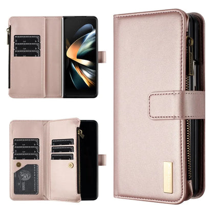 BINFEN COLOR For Samsung Galaxy Z Fold6 5G Case Zipper PU Leather Wallet Phone Cover