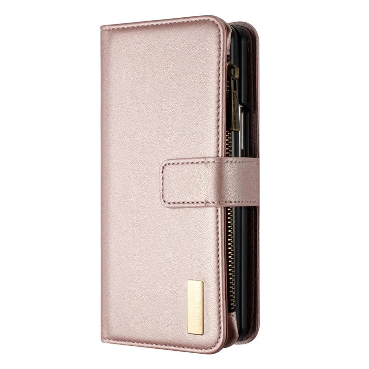 BINFEN COLOR For Samsung Galaxy Z Fold6 5G Case Zipper PU Leather Wallet Phone Cover