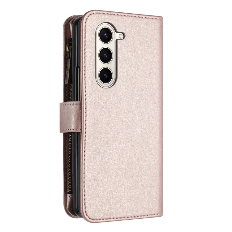 BINFEN COLOR For Samsung Galaxy Z Fold6 5G Case Zipper PU Leather Wallet Phone Cover