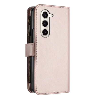 BINFEN COLOR For Samsung Galaxy Z Fold6 5G Case Zipper PU Leather Wallet Phone Cover