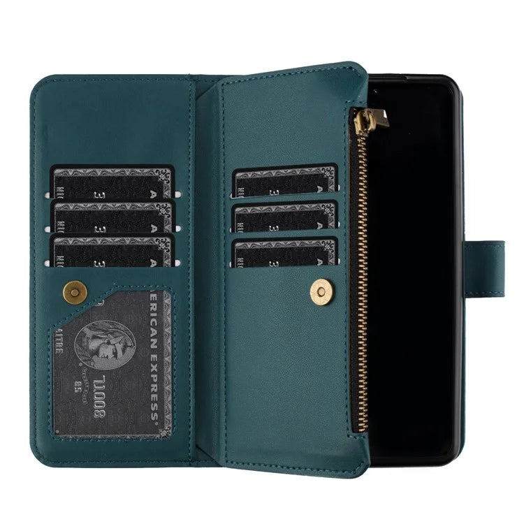BINFEN COLOR For Samsung Galaxy Z Fold6 5G Case Zipper PU Leather Wallet Phone Cover