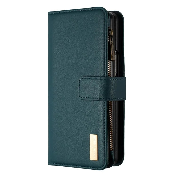 BINFEN COLOR For Samsung Galaxy Z Fold6 5G Case Zipper PU Leather Wallet Phone Cover