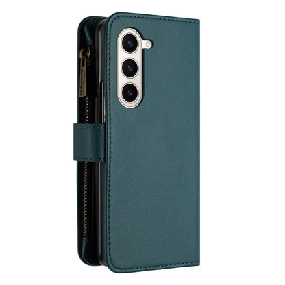 BINFEN COLOR For Samsung Galaxy Z Fold6 5G Case Zipper PU Leather Wallet Phone Cover