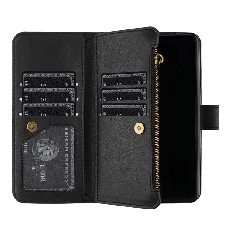 BINFEN COLOR For Samsung Galaxy Z Fold6 5G Case Zipper PU Leather Wallet Phone Cover