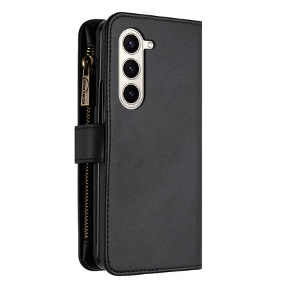 BINFEN COLOR For Samsung Galaxy Z Fold6 5G Case Zipper PU Leather Wallet Phone Cover