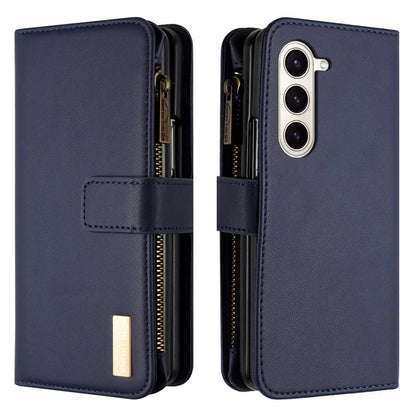 BINFEN COLOR For Samsung Galaxy Z Fold6 5G Case Zipper PU Leather Wallet Phone Cover