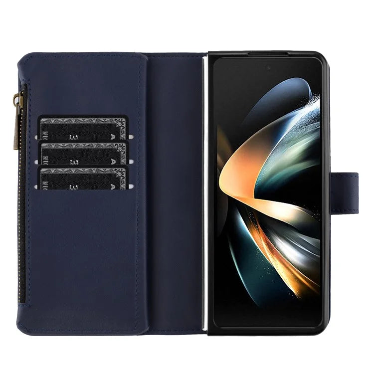 BINFEN COLOR For Samsung Galaxy Z Fold6 5G Case Zipper PU Leather Wallet Phone Cover