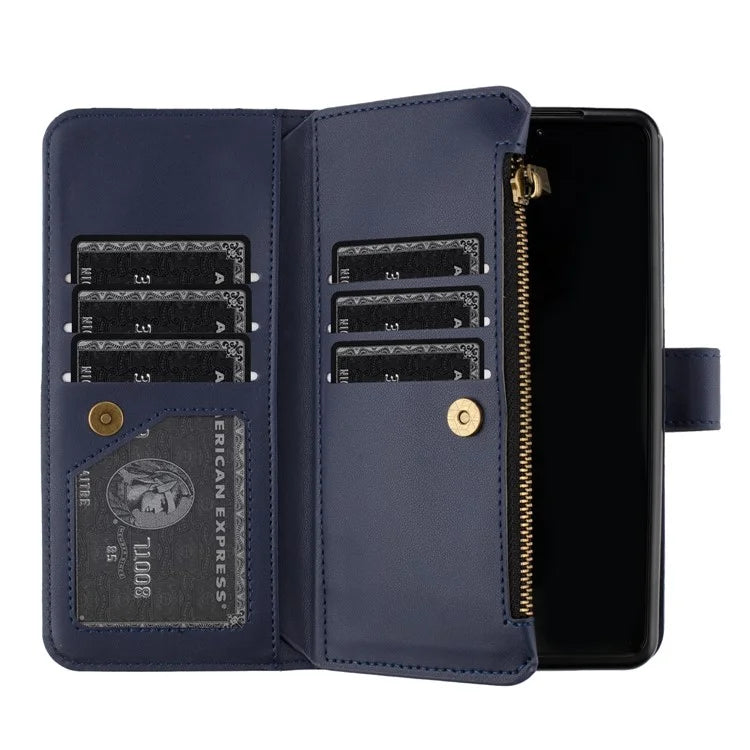 BINFEN COLOR For Samsung Galaxy Z Fold6 5G Case Zipper PU Leather Wallet Phone Cover