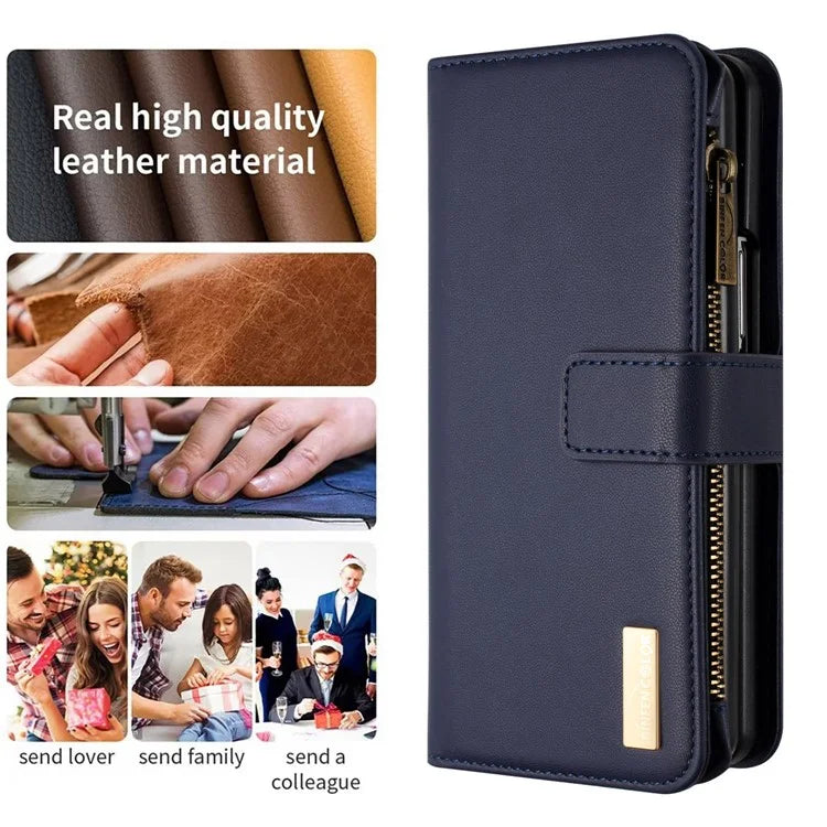BINFEN COLOR For Samsung Galaxy Z Fold6 5G Case Zipper PU Leather Wallet Phone Cover