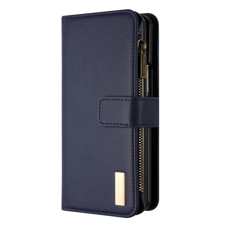 BINFEN COLOR For Samsung Galaxy Z Fold6 5G Case Zipper PU Leather Wallet Phone Cover