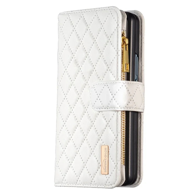 BINFEN COLOR For Samsung Galaxy Z Fold6 5G Case PU Leather Zipper Pocket Phone Cover