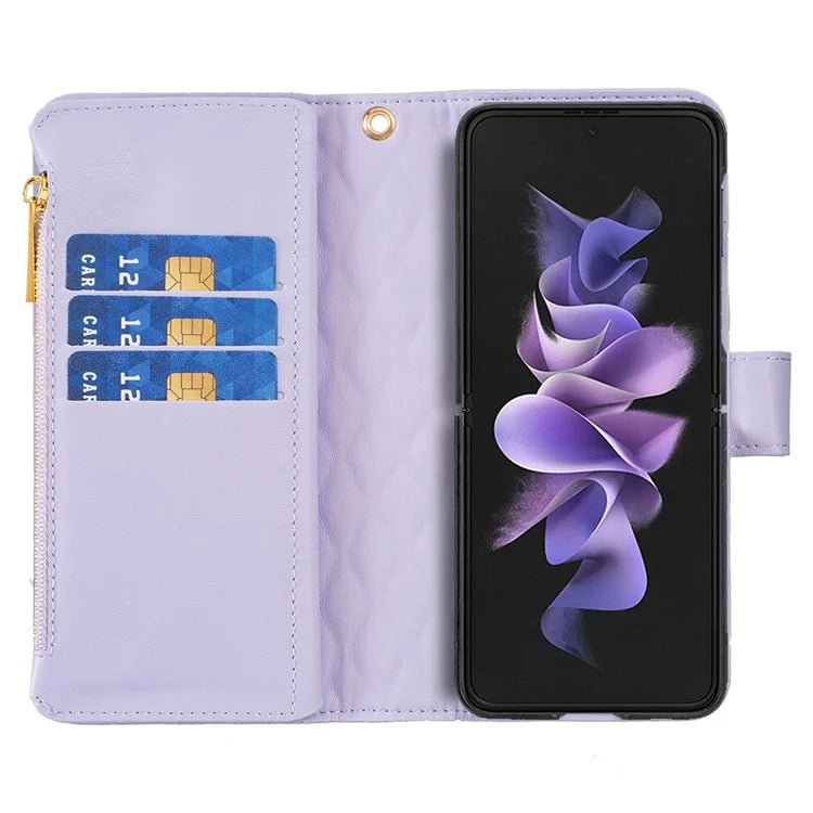 BINFEN COLOR For Samsung Galaxy Z Fold6 5G Case PU Leather Zipper Pocket Phone Cover