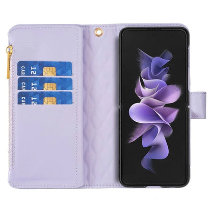 BINFEN COLOR For Samsung Galaxy Z Fold6 5G Case PU Leather Zipper Pocket Phone Cover