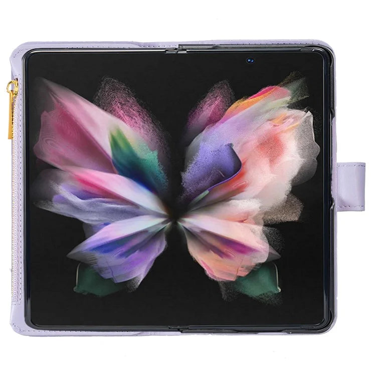 BINFEN COLOR For Samsung Galaxy Z Fold6 5G Case PU Leather Zipper Pocket Phone Cover