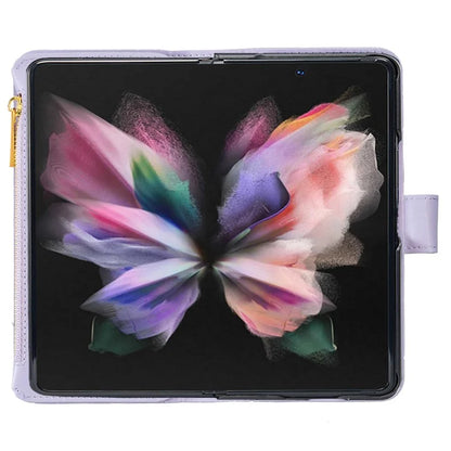 BINFEN COLOR For Samsung Galaxy Z Fold6 5G Case PU Leather Zipper Pocket Phone Cover