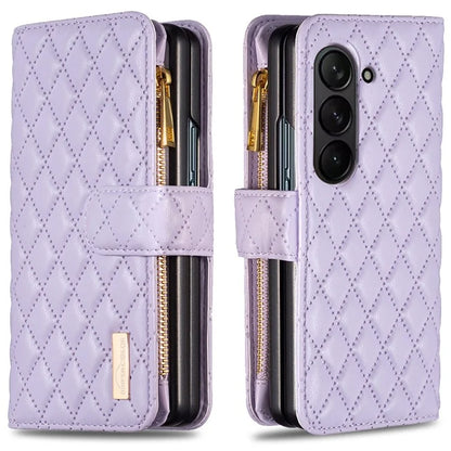 BINFEN COLOR For Samsung Galaxy Z Fold6 5G Case PU Leather Zipper Pocket Phone Cover