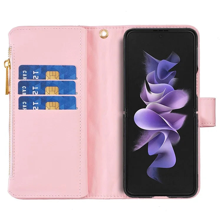 BINFEN COLOR For Samsung Galaxy Z Fold6 5G Case PU Leather Zipper Pocket Phone Cover
