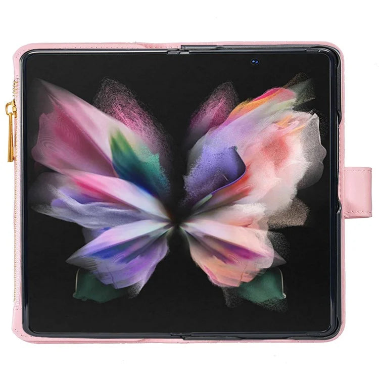 BINFEN COLOR For Samsung Galaxy Z Fold6 5G Case PU Leather Zipper Pocket Phone Cover