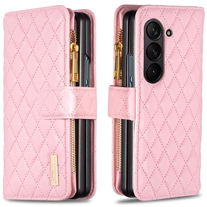 BINFEN COLOR For Samsung Galaxy Z Fold6 5G Case PU Leather Zipper Pocket Phone Cover