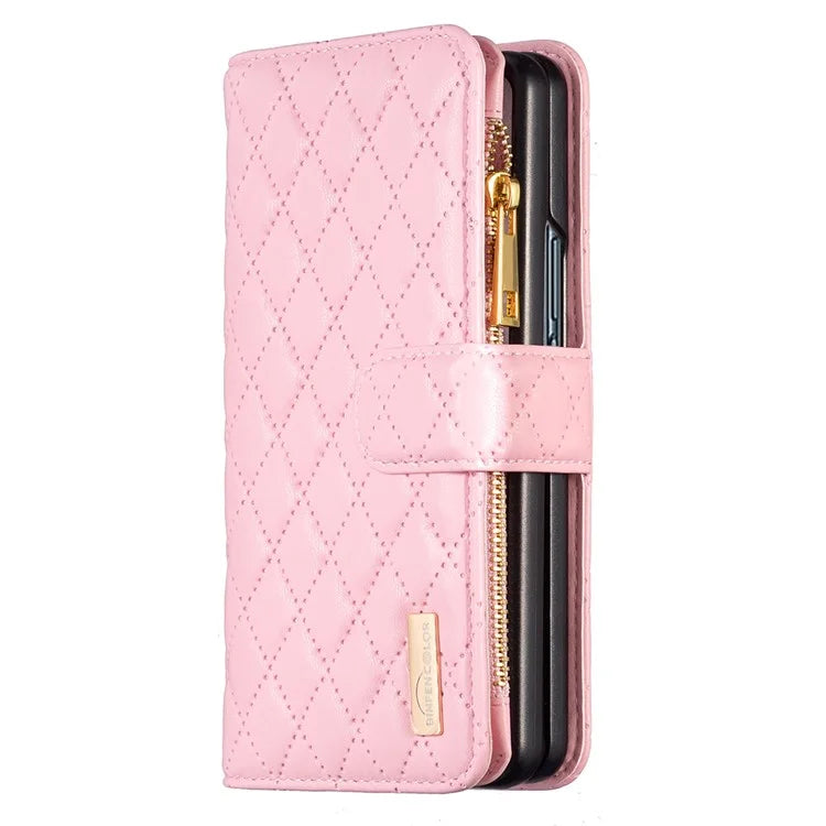 BINFEN COLOR For Samsung Galaxy Z Fold6 5G Case PU Leather Zipper Pocket Phone Cover