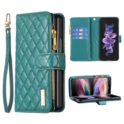 BINFEN COLOR For Samsung Galaxy Z Fold6 5G Case PU Leather Zipper Pocket Phone Cover