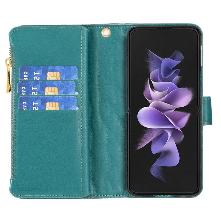 BINFEN COLOR For Samsung Galaxy Z Fold6 5G Case PU Leather Zipper Pocket Phone Cover