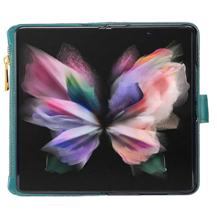 BINFEN COLOR For Samsung Galaxy Z Fold6 5G Case PU Leather Zipper Pocket Phone Cover