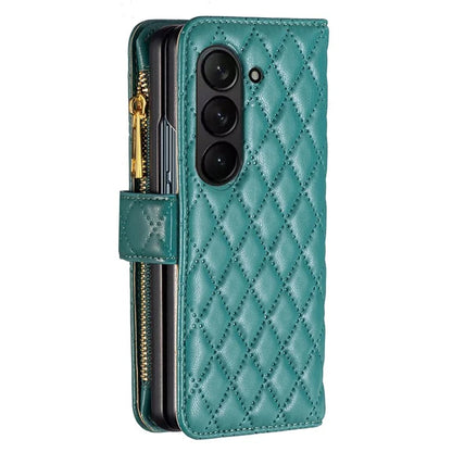 BINFEN COLOR For Samsung Galaxy Z Fold6 5G Case PU Leather Zipper Pocket Phone Cover