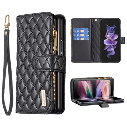BINFEN COLOR For Samsung Galaxy Z Fold6 5G Case PU Leather Zipper Pocket Phone Cover
