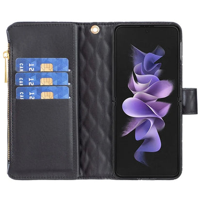 BINFEN COLOR For Samsung Galaxy Z Fold6 5G Case PU Leather Zipper Pocket Phone Cover