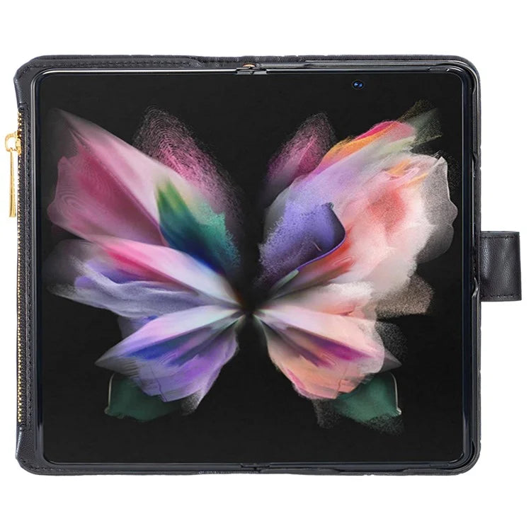 BINFEN COLOR For Samsung Galaxy Z Fold6 5G Case PU Leather Zipper Pocket Phone Cover